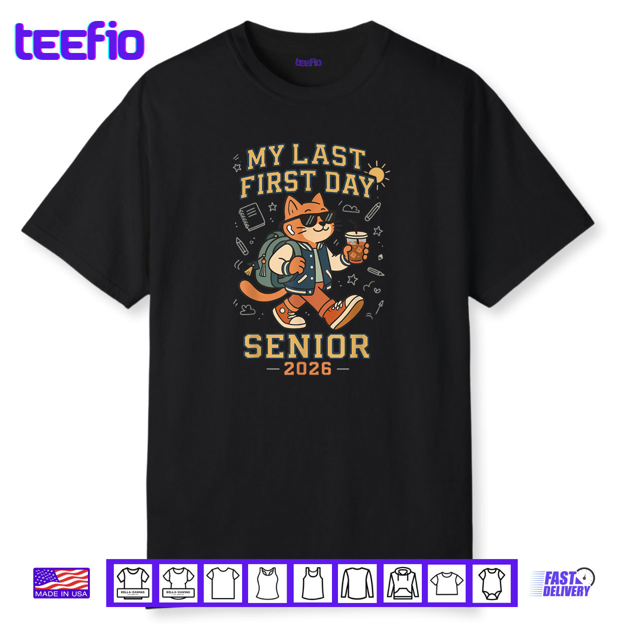 My Last First Day Senior 2026 Cat Back to School Cool Class Shirt My Last First Day Senior 2026 Cat Back to School Cool Class Shirt