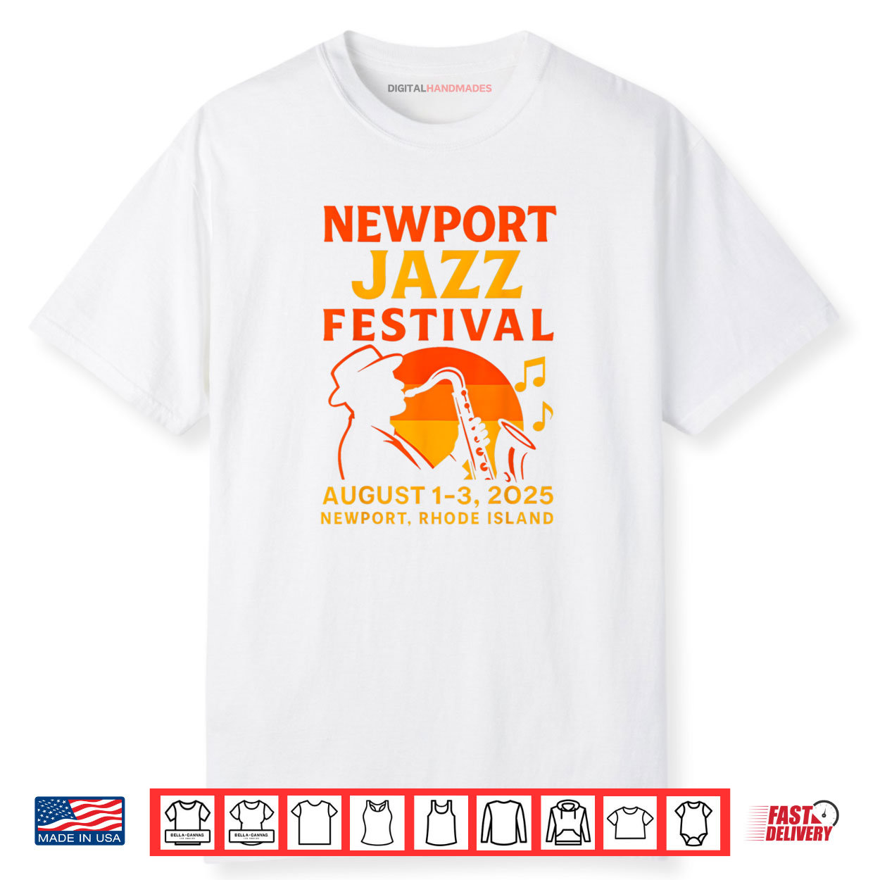 Newport Jazz Festival 2025 Sunset Saxophone Silhouette Shirt Newport Jazz Festival 2025 Sunset Saxophone Silhouette Shirt