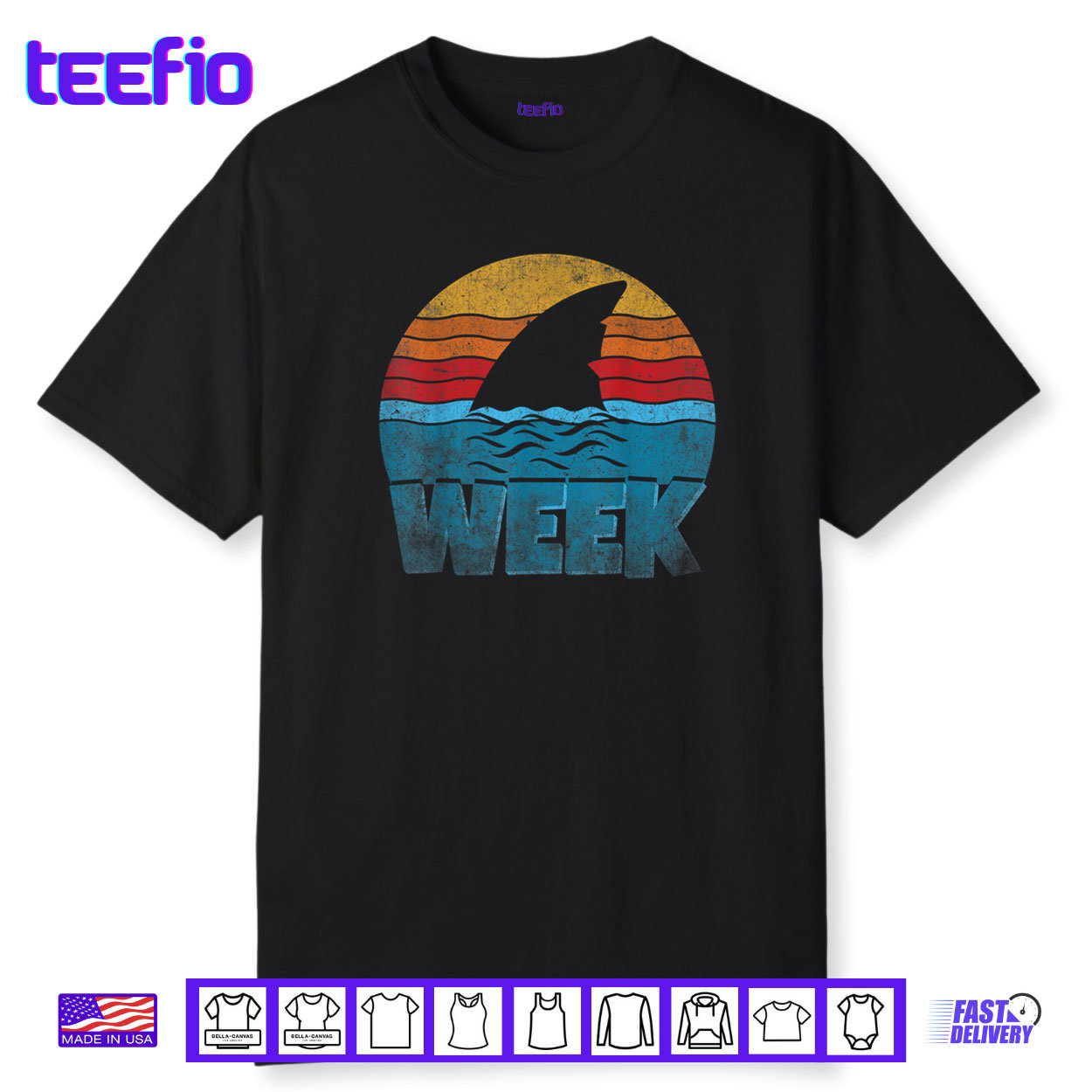 Retro Shark Fin Week 2025 Shark Lover Ocean Wildlife Summer Shirt Retro Shark Fin Week 2025 Shark Lover Ocean Wildlife Summer Shirt