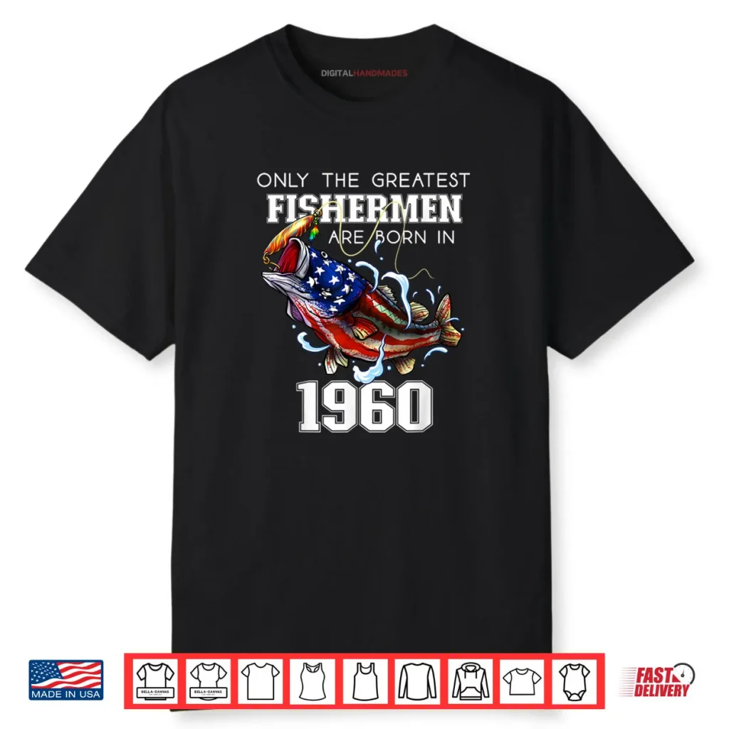 65th Birthday 1960 Fishermen Bass Fishing 65 Year Old Shirt 1 65th Birthday 1960 Fishermen Bass Fishing 65 Year Old Shirt