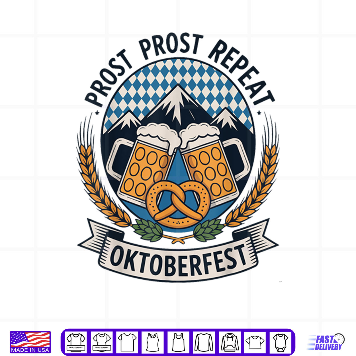 Prost Prost Repeat Oktoberfest Beer Pretzel Bavaria Munich Shirt Prost Prost Repeat Oktoberfest Beer Pretzel Bavaria Munich Shirt