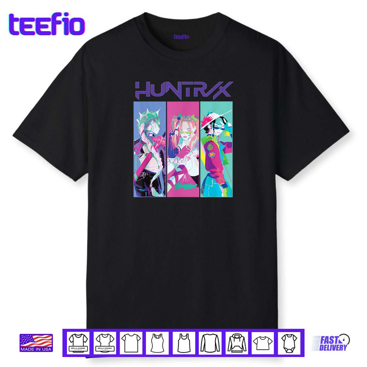 HUNTRIX Girls Cyberpunk Style K Pop Demon Hunter Shirt HUNTRIX Girls Cyberpunk Style K Pop Demon Hunter Shirt
