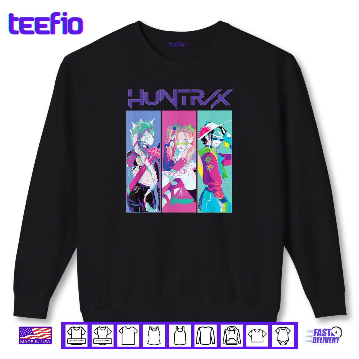 HUNTRIX Girls Cyberpunk Style K Pop Demon Hunter Shirt HUNTRIX Girls Cyberpunk Style K Pop Demon Hunter Shirt