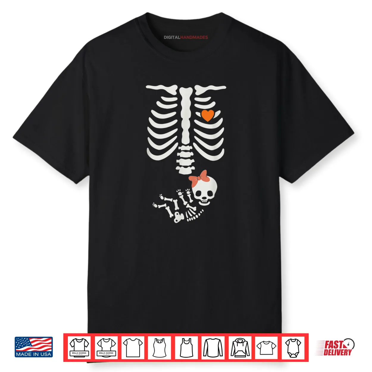 Baby Shower Skeleton Halloween Pregnancy Annoucement Shirt