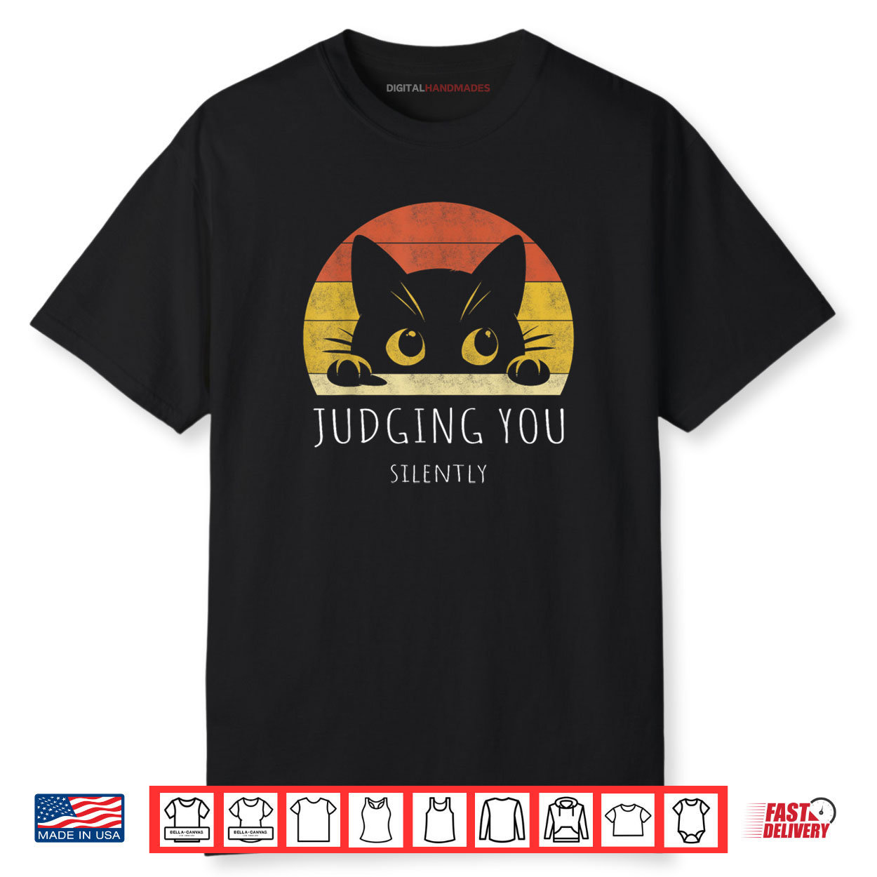 Black Cat Judging You Silently Sarcastic Cat Shirt