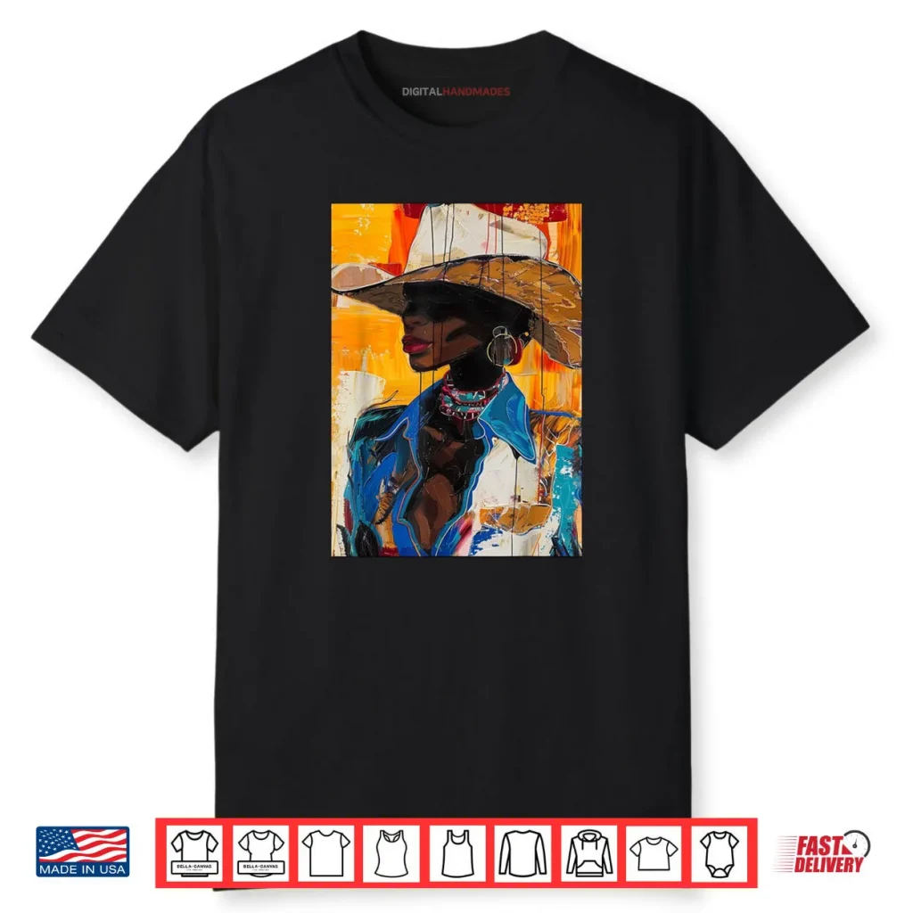 Black Cowgirl Painting Art Western Rodeo Melanin Shirt