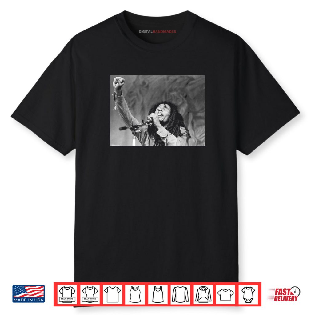Bob Marley Singing Live in Massachusetts by Michael Grecco Shirt 1 Bob Marley Singing Live in Massachusetts by Michael Grecco Shirt