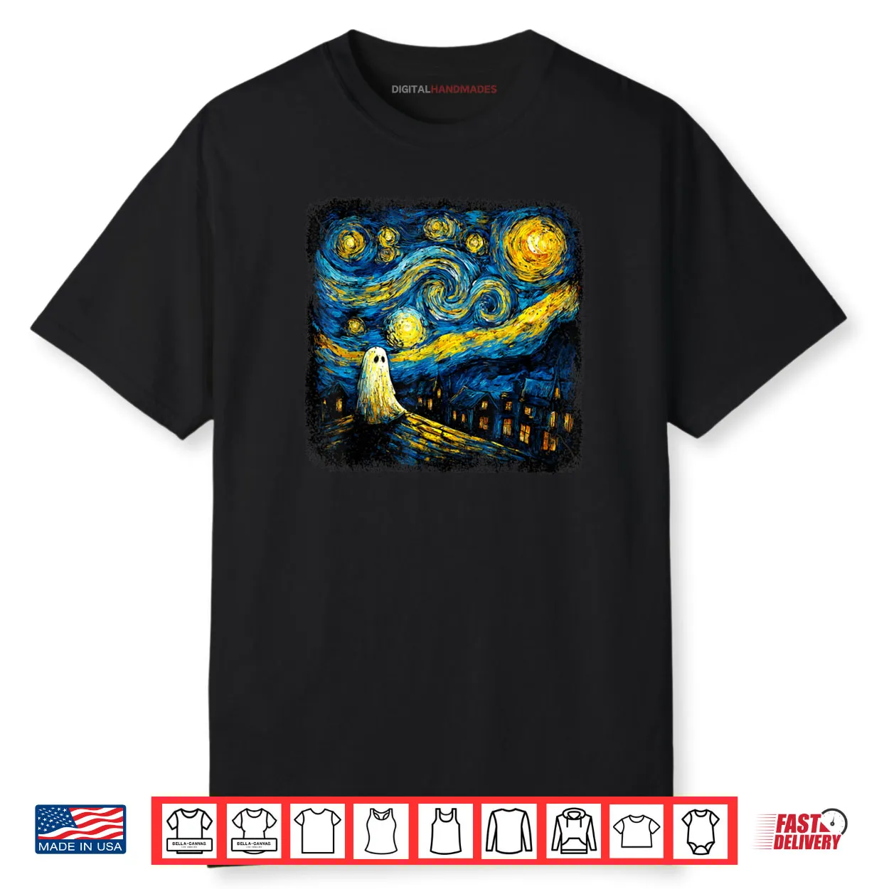 Boo Sheet Ghost Starry Night Van Gogh Halloween Shirt