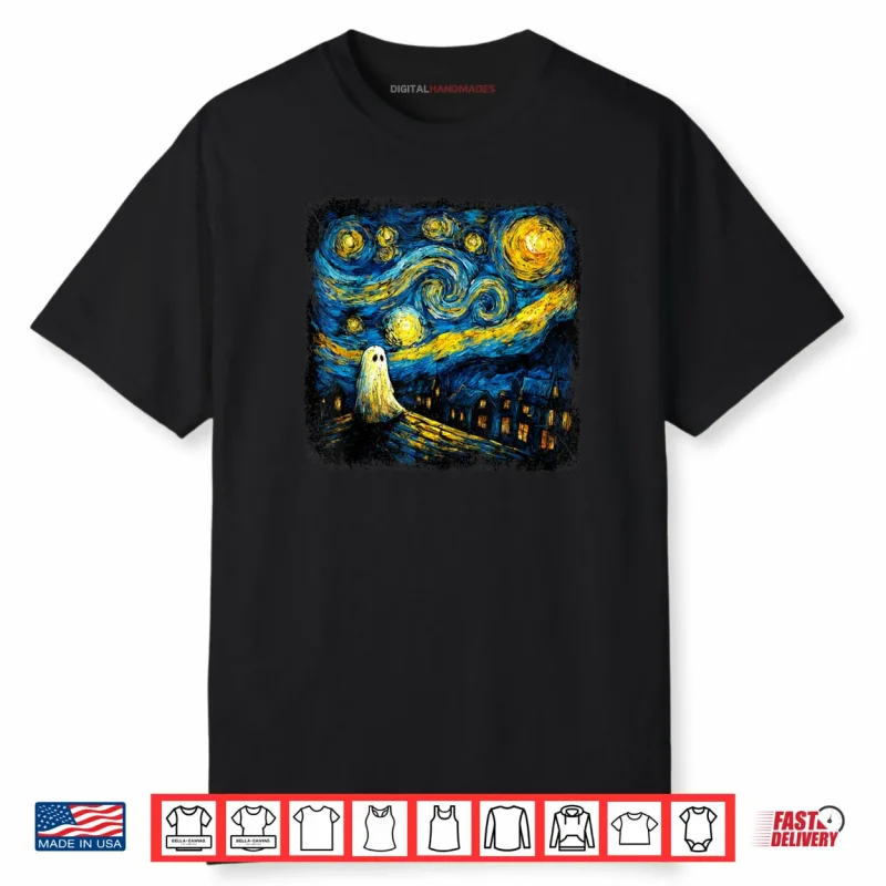 Boo Sheet Ghost Starry Night Van Gogh Halloween Shirt