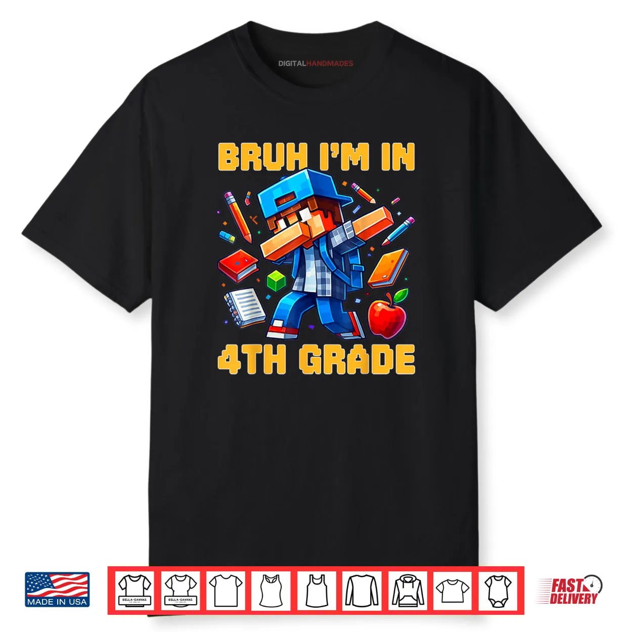 Bruh I’m in 4th Grade Dabbing Boys Kids Gamer Back To School Shirt