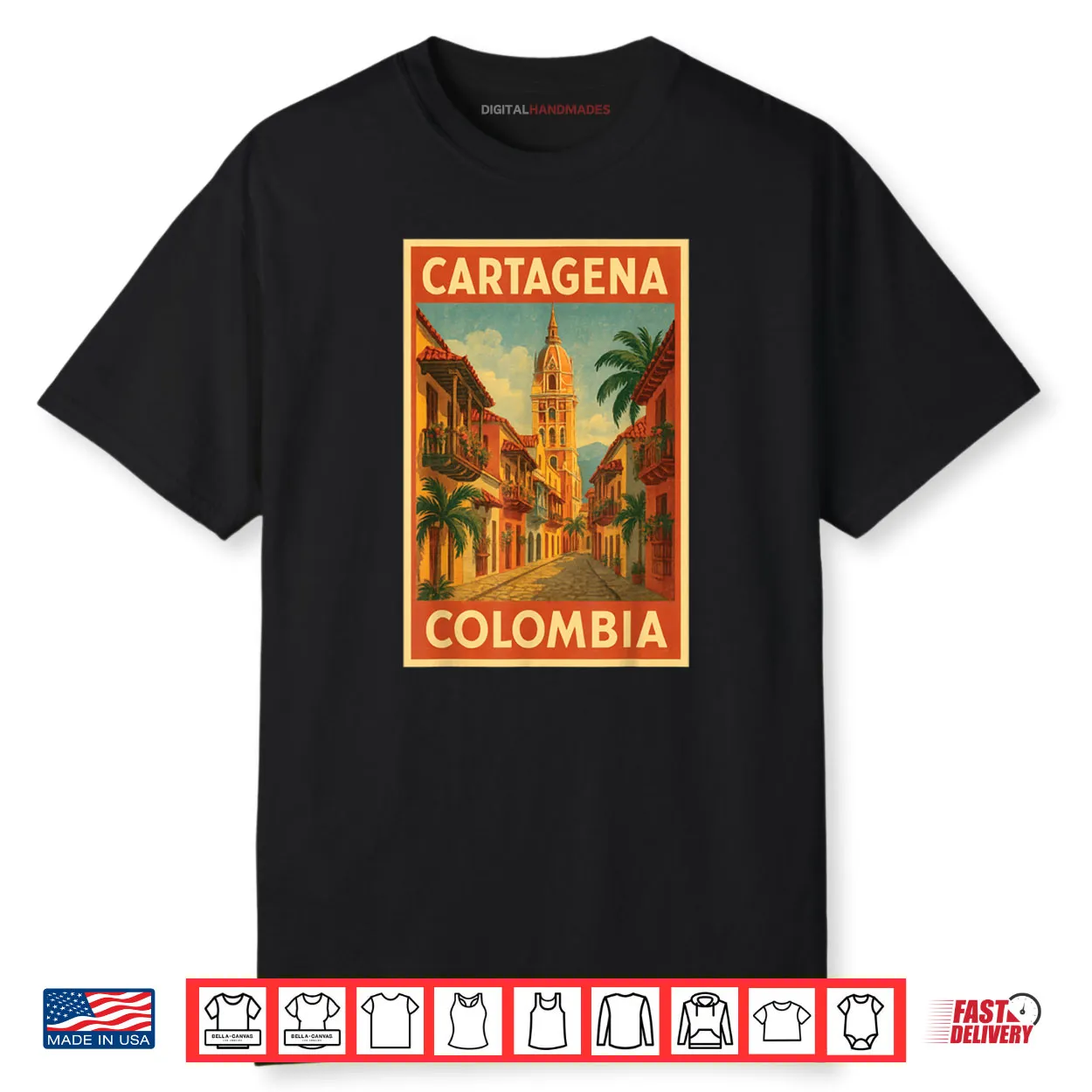 Cartagena Colombia Vintage Travel Poster Shirt
