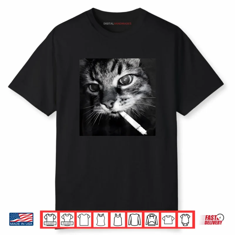 Cigarette Kitten Funny Smoking Cat Meme Stupid Brainrot Shirt