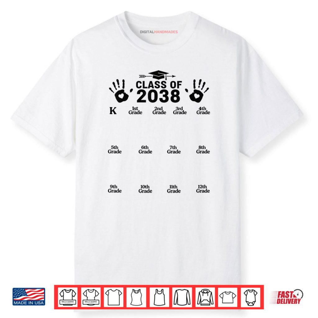 Class of 2038 Grow With Me Handprint Kindergarten to 12th Shirt 1 Class of 2038 Grow With Me Handprint Kindergarten to 12th Shirt