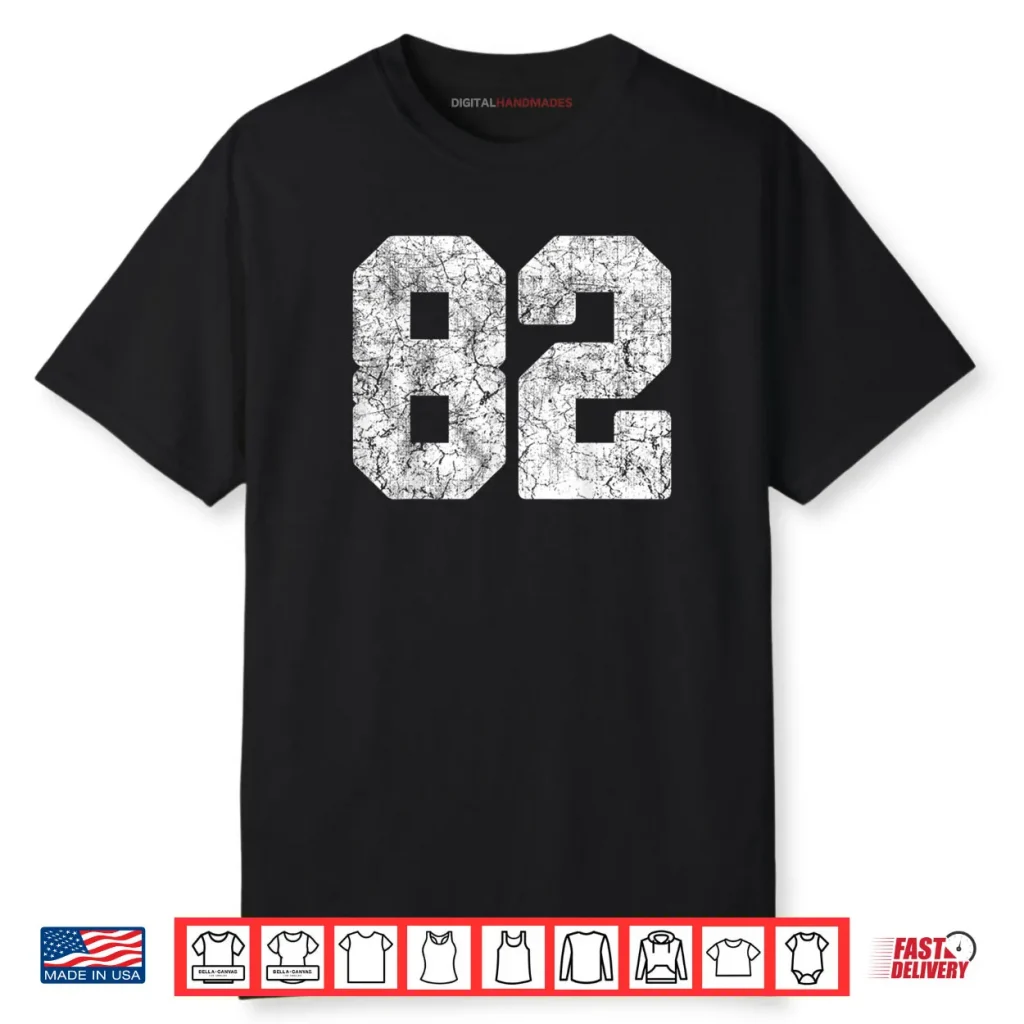 Distressed White Number 82 Jersey Player Uniform Shirt 1 Distressed White Number 82 Jersey Player Uniform Shirt