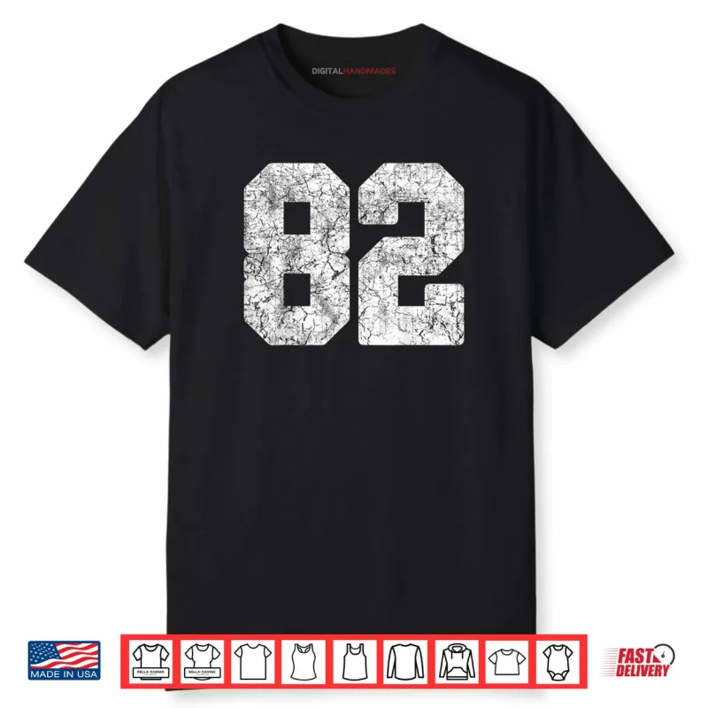 Distressed White Number 82 Jersey Player Uniform Shirt