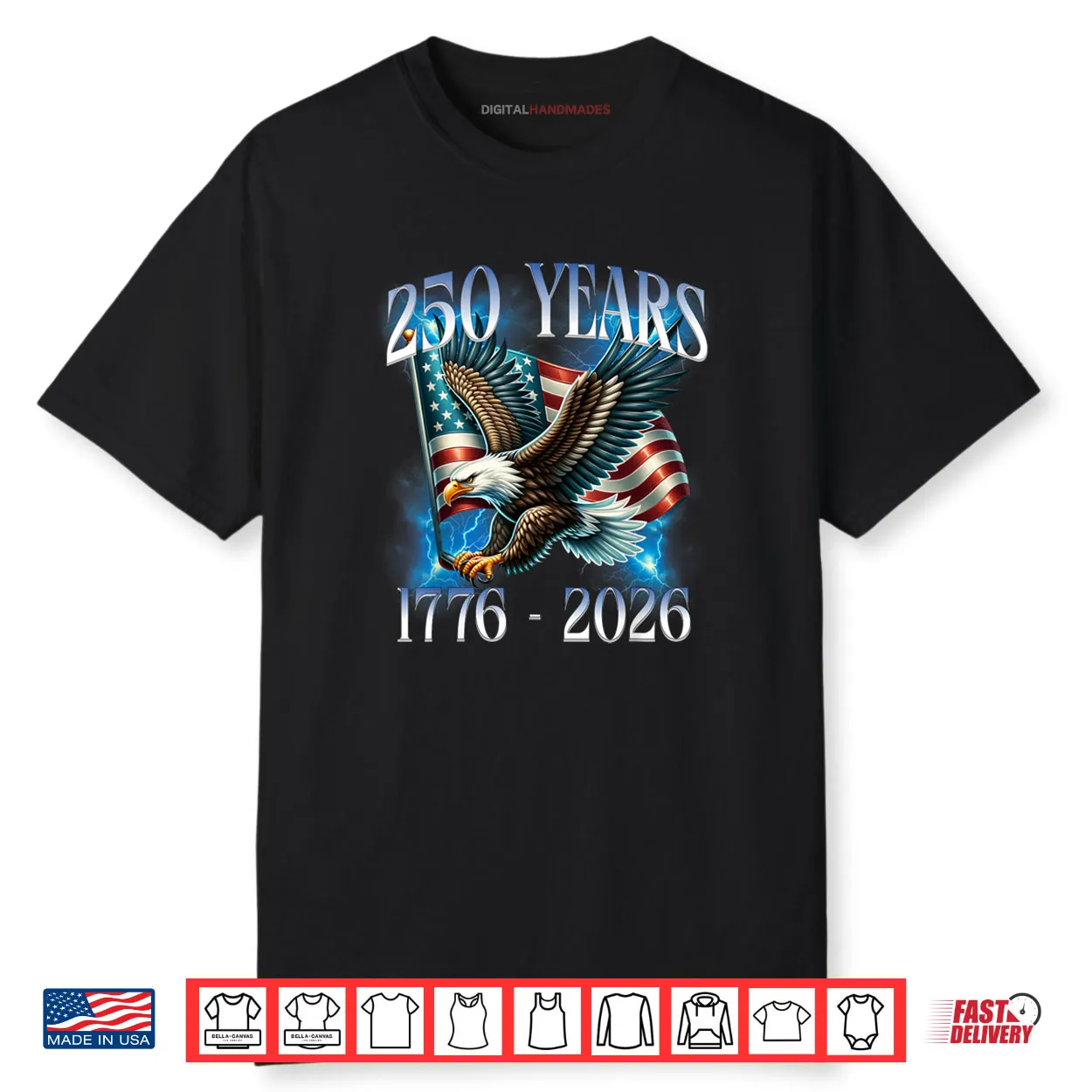 Eagle and Flag 250 Years 1776 2026 250th Birthday Shirt