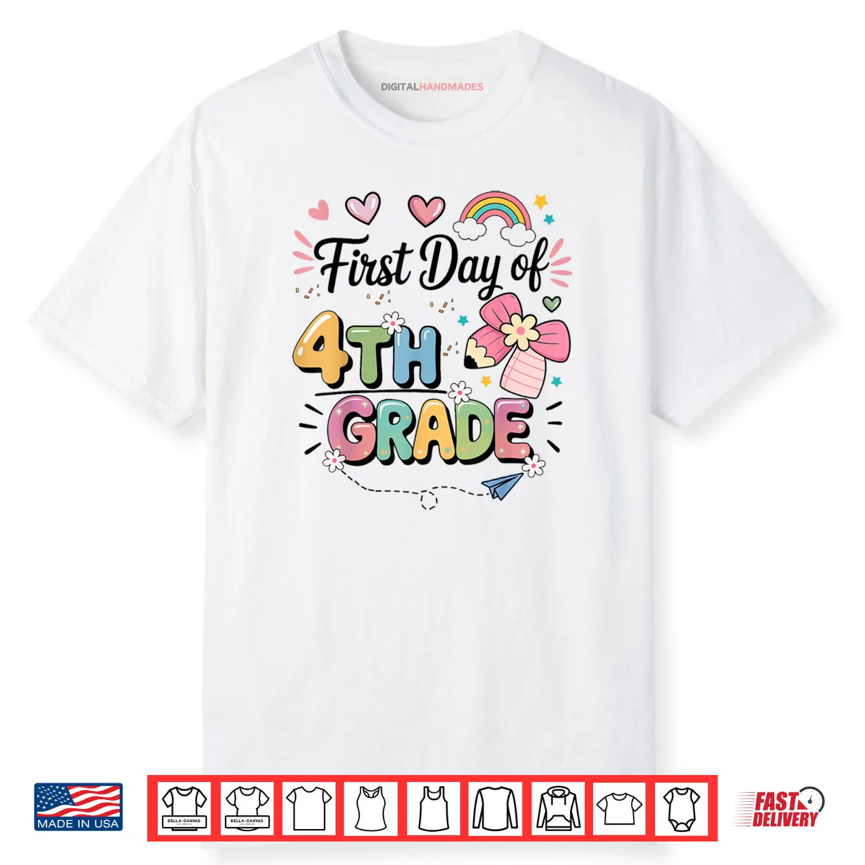 First Day Of 4th Grade Back To School Teacher Girls Shirt