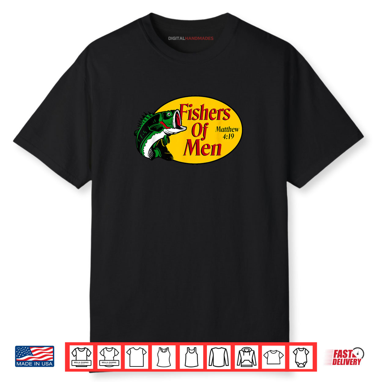 Fishers of Men Matthew 4 19 Bible Christian Fishing Lovers Shirt