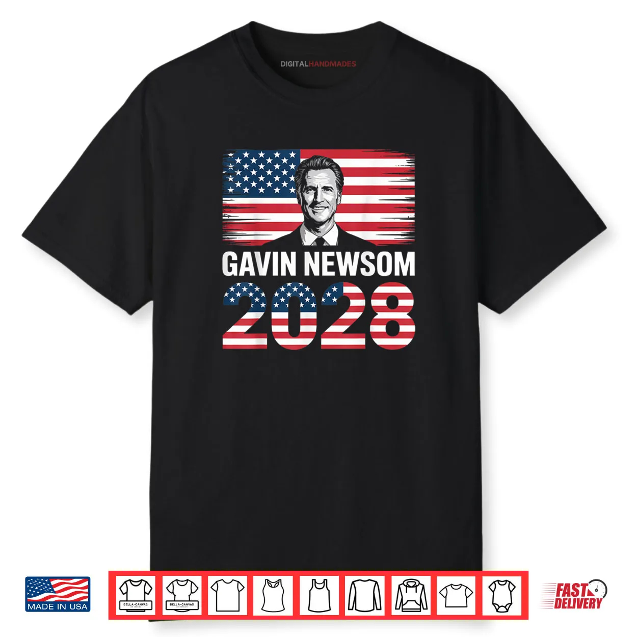 Gavin Newsom 2028 for President 48 American Flag Patriotic Shirt