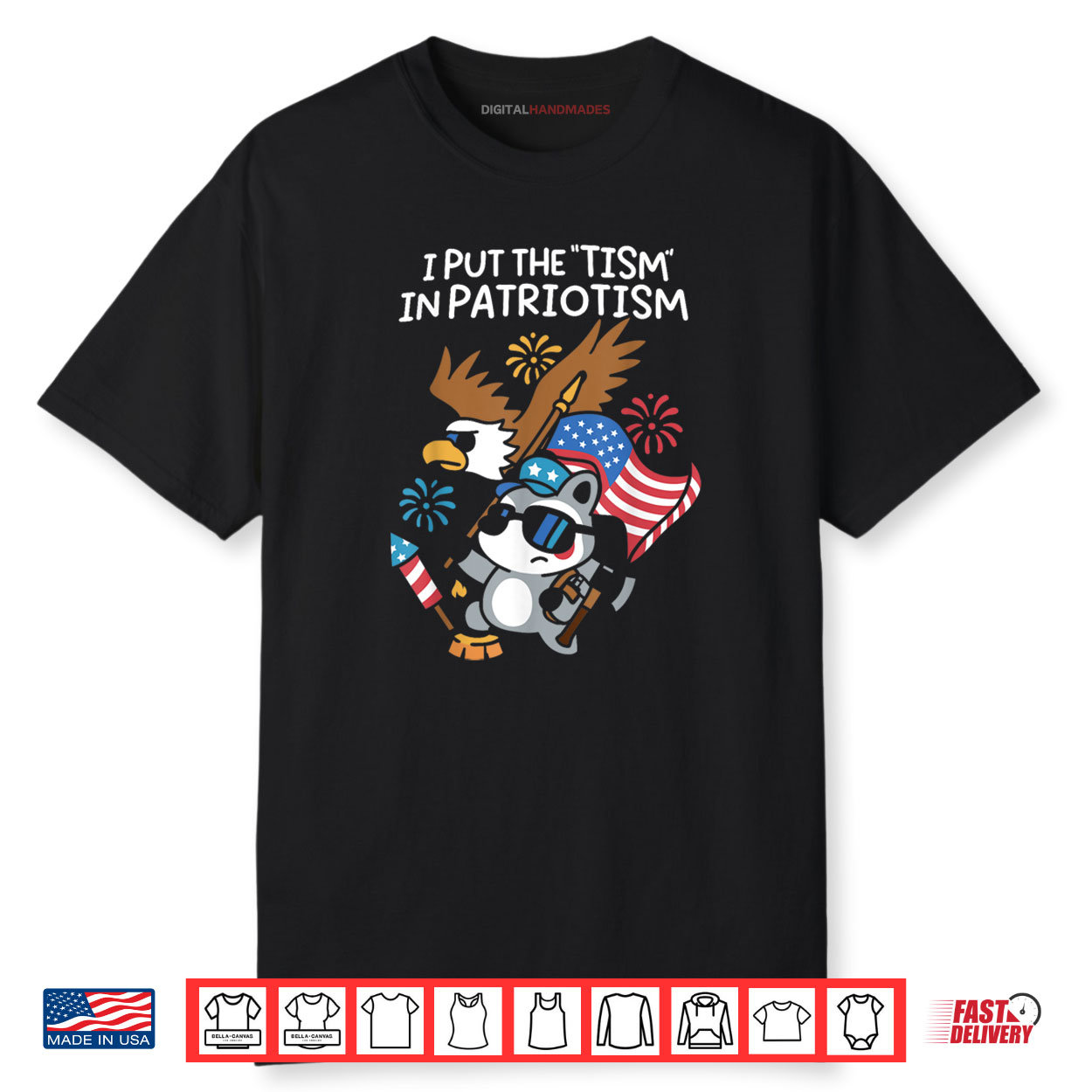 I Put The Tism in Patriotism Athletic Eagle Shirt