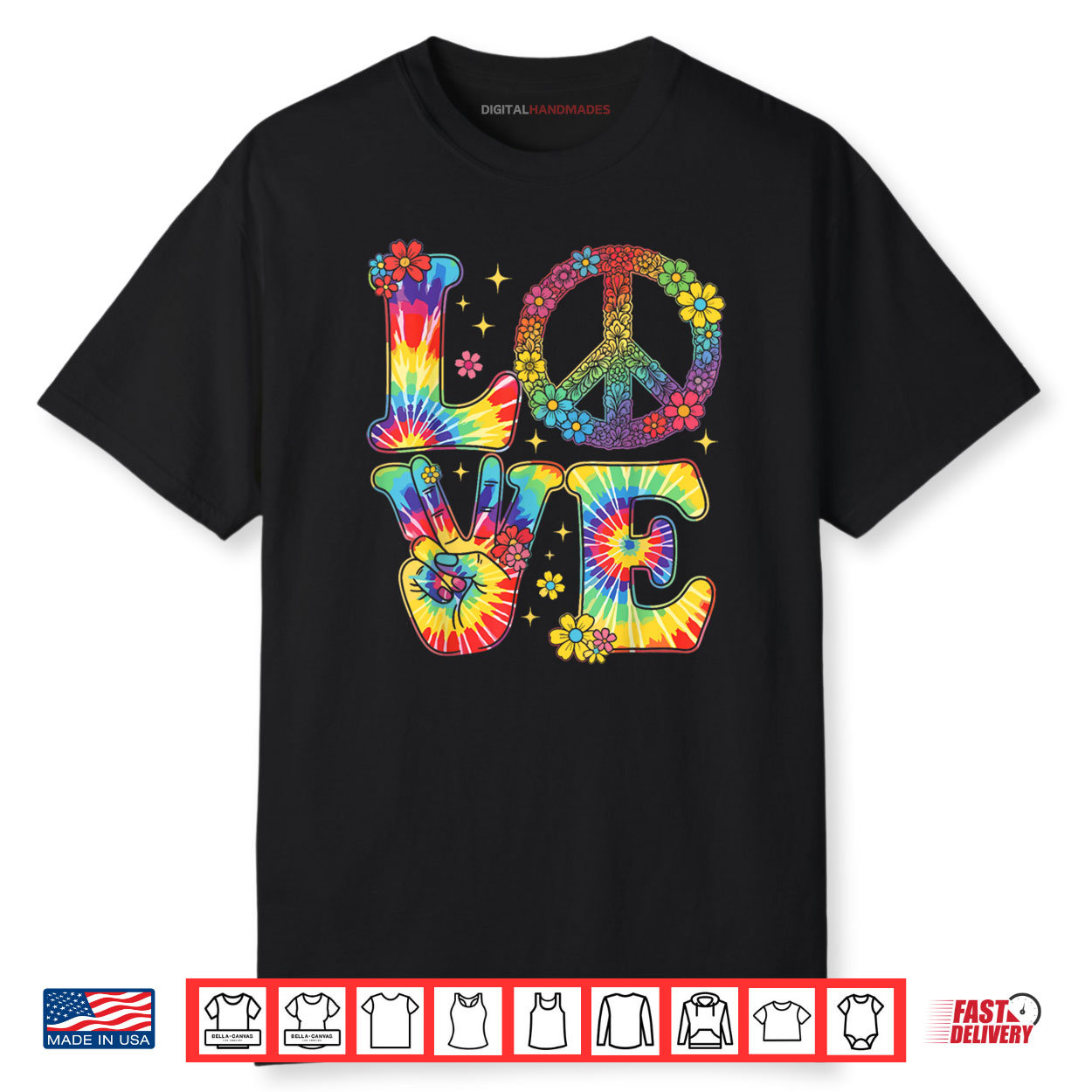 Love Peace Sign Tie Dye Hippie Shirt
