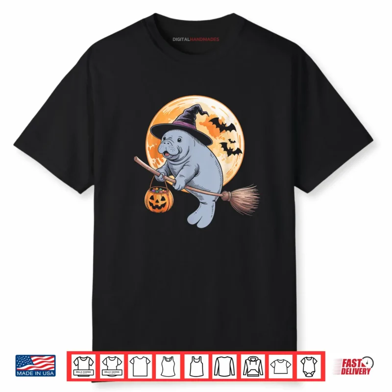 Manatee Witch Hat Pumpkin Halloween Costume Shirt