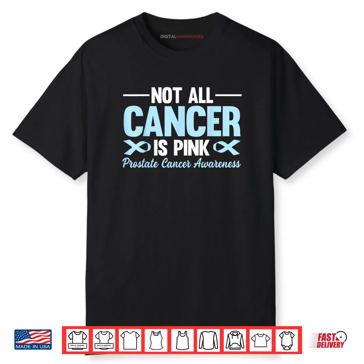 Not All Cancer is Pink Prostate Cancer Awareness Blue Ribbon Shirt