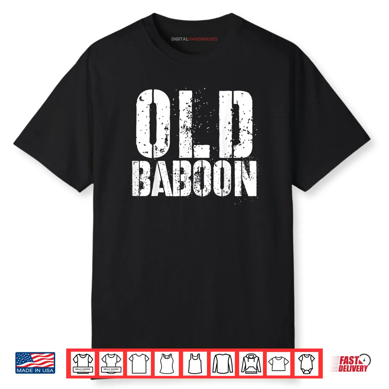 Old Baboon Funny Grandparents Novelty Gorilla Monkey Shirt
