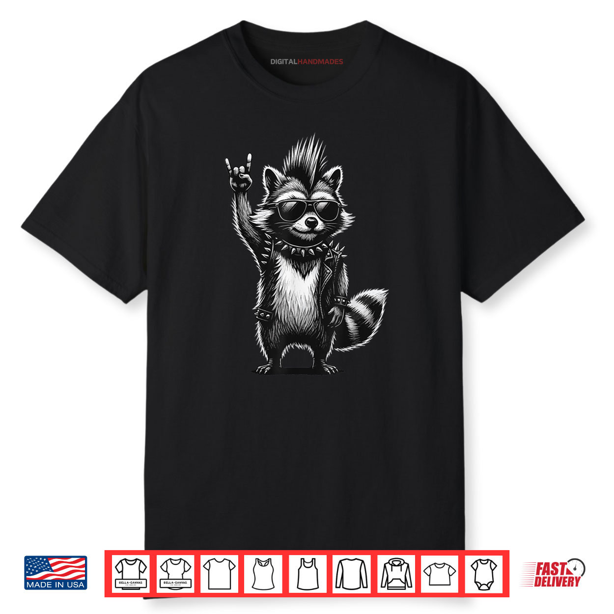 Raccoon Punk Rock Music Shirt