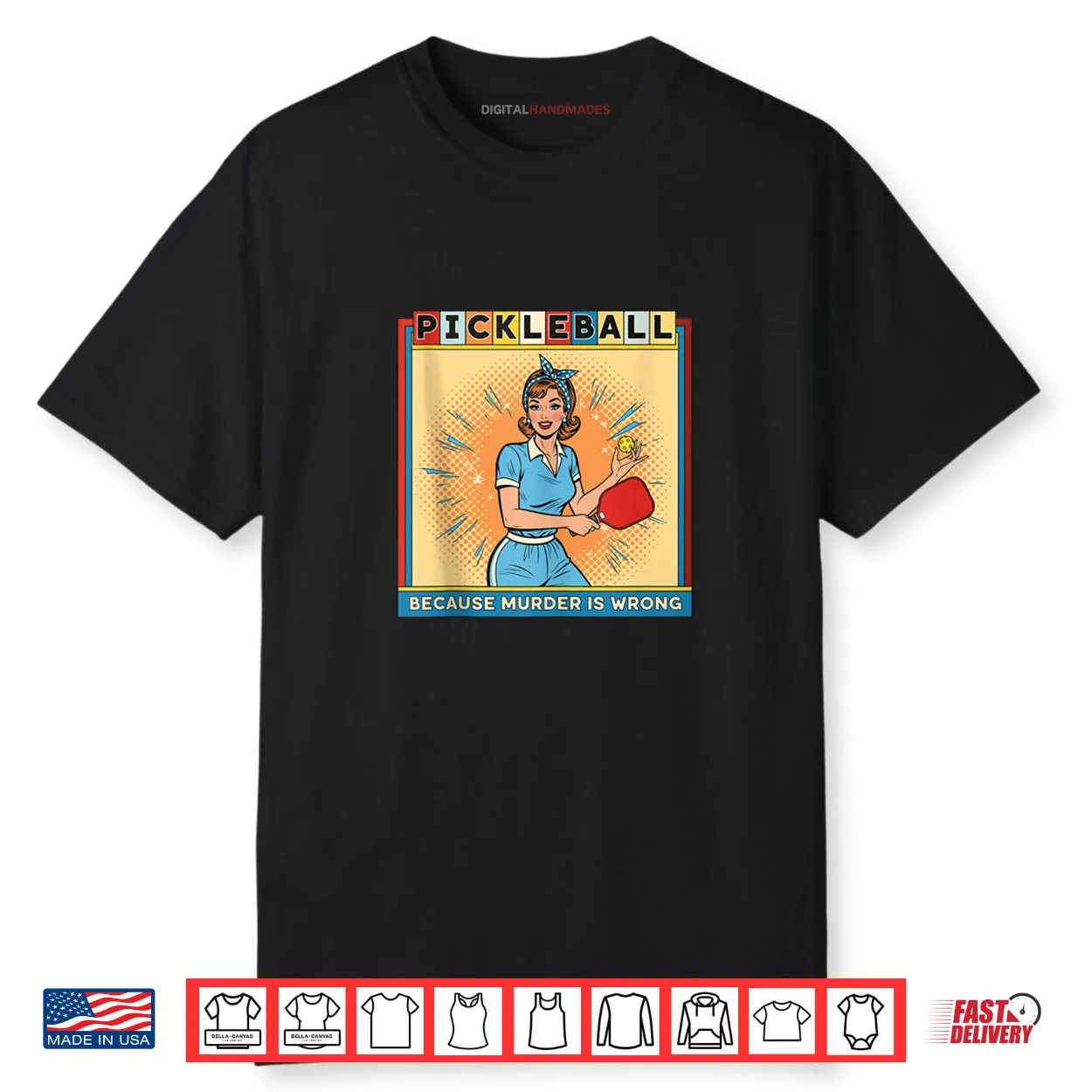 Retro Pickleball Because Murder is Wrong Shirt