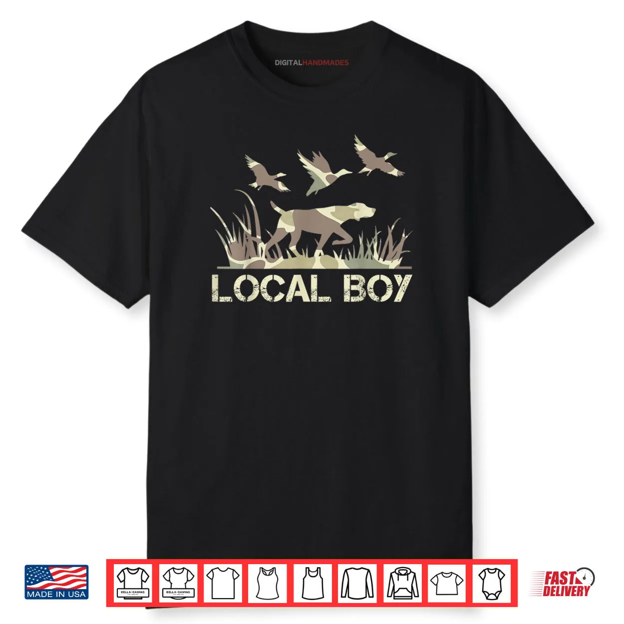 Retro Southern Boy Camouflage Hunting Dog Camo Duck Hunter Shirt