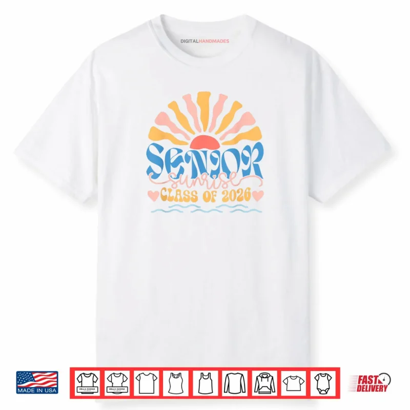 Senior Sunrise 2026 Boho Colorful High School Jenior Retro Shirt