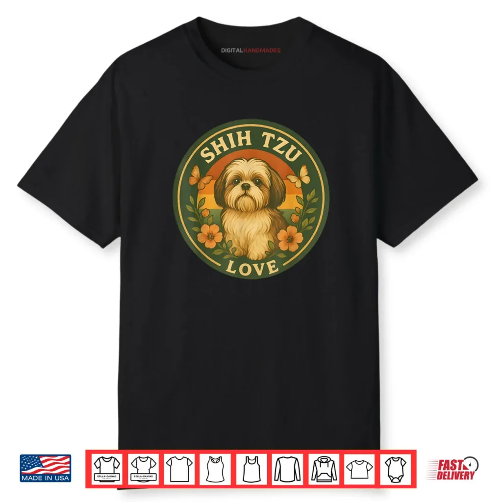 Shih tzu Dog Retro Floral Vintage Shih tzu Sunset Badge Shirt 1 Shih tzu Dog Retro Floral Vintage Shih tzu Sunset Badge Shirt