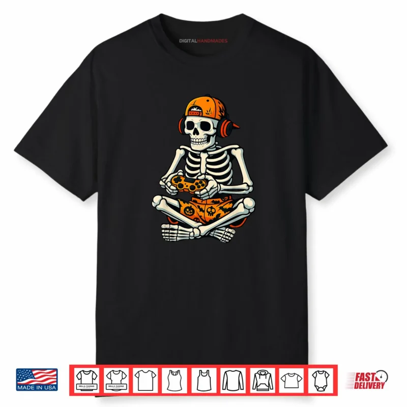 Skeleton Gamer Headphone Halloween Gaming Shirt
