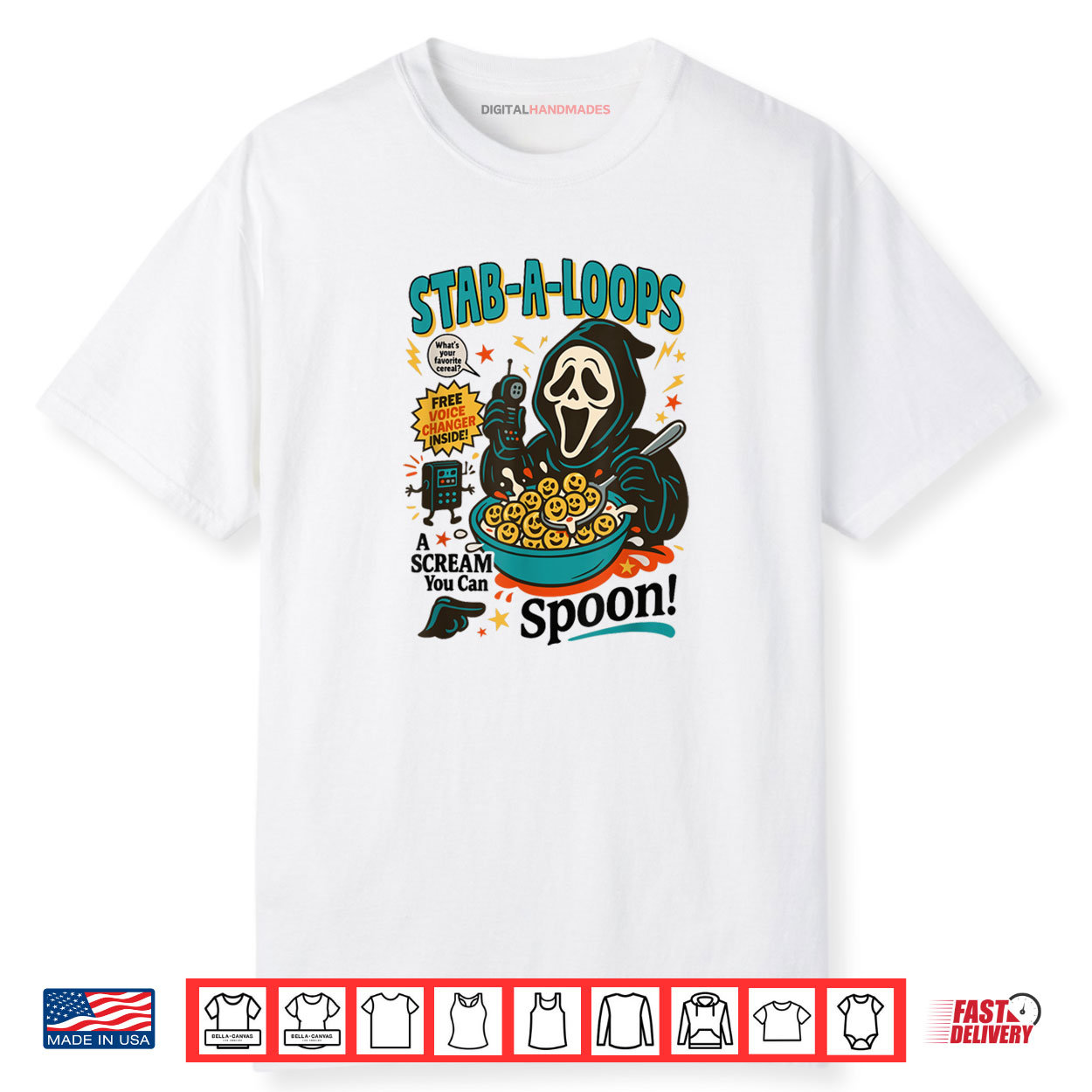Stab A Loops Horror Cereal Box Halloween Killer Breakfast Shirt