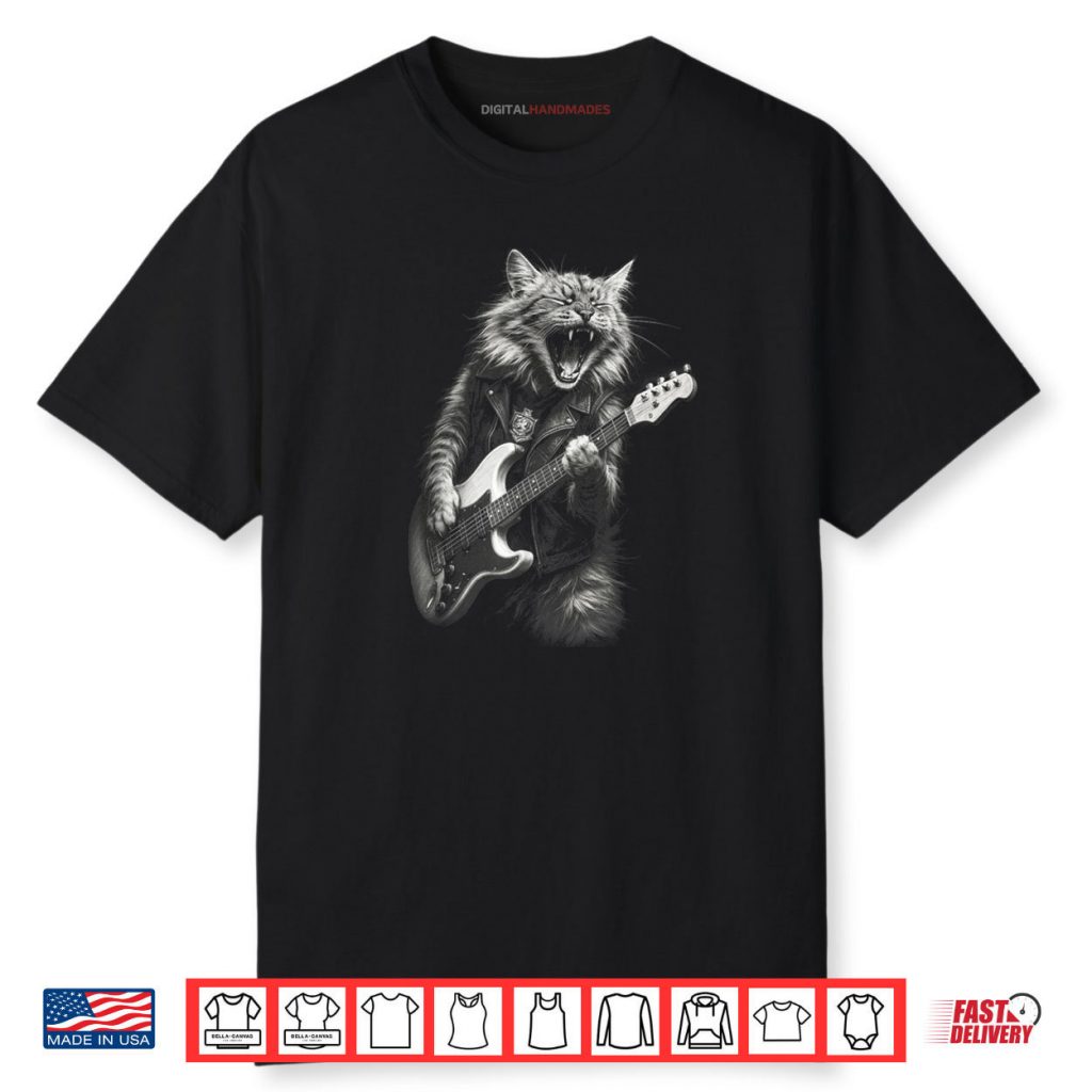 Vintage Rock Cat Playing Guitar Shirt 1 Vintage Rock Cat Playing Guitar Shirt