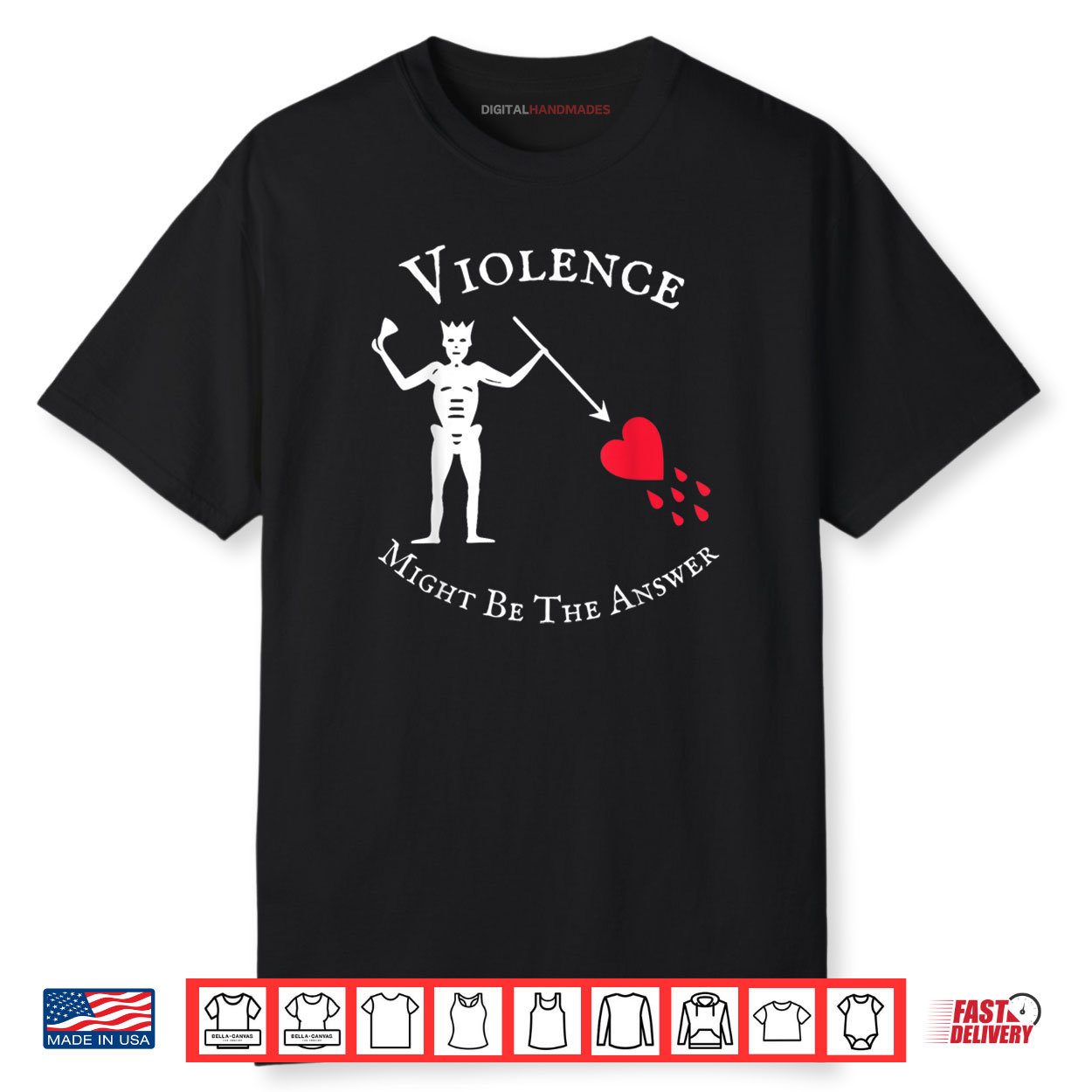 Violence Might Be The Answer Pirate Skull Retro Design Shirt