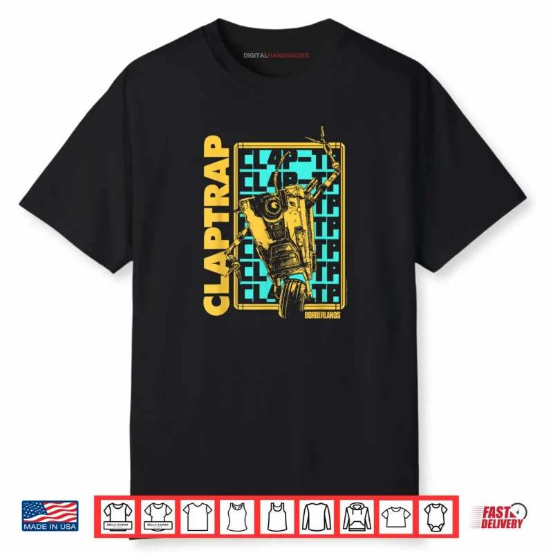 Borderlands Claptrap Repeating Text Video Game Shirt