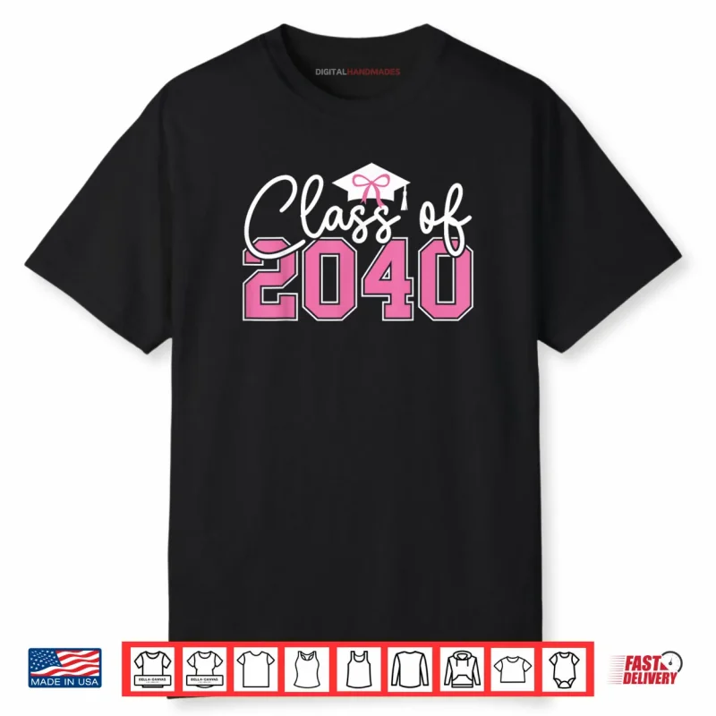 Class of 2040 Grow with Me 2040 Graduation Pink Bow Shirt