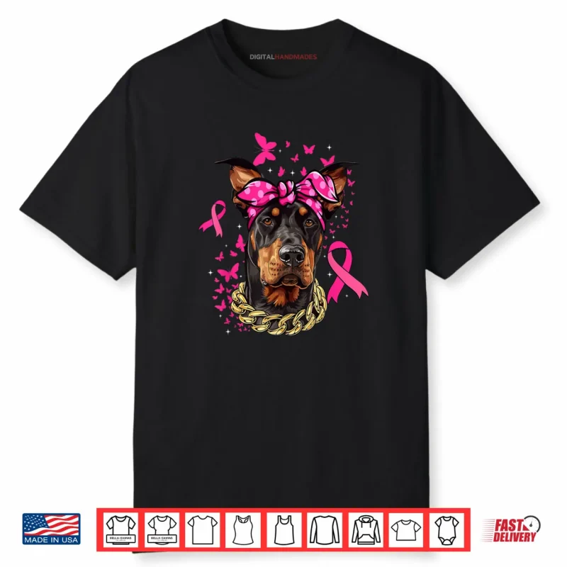 Doberman Pinscher Pink Ribbon Breast Cancer Survivor Shirt