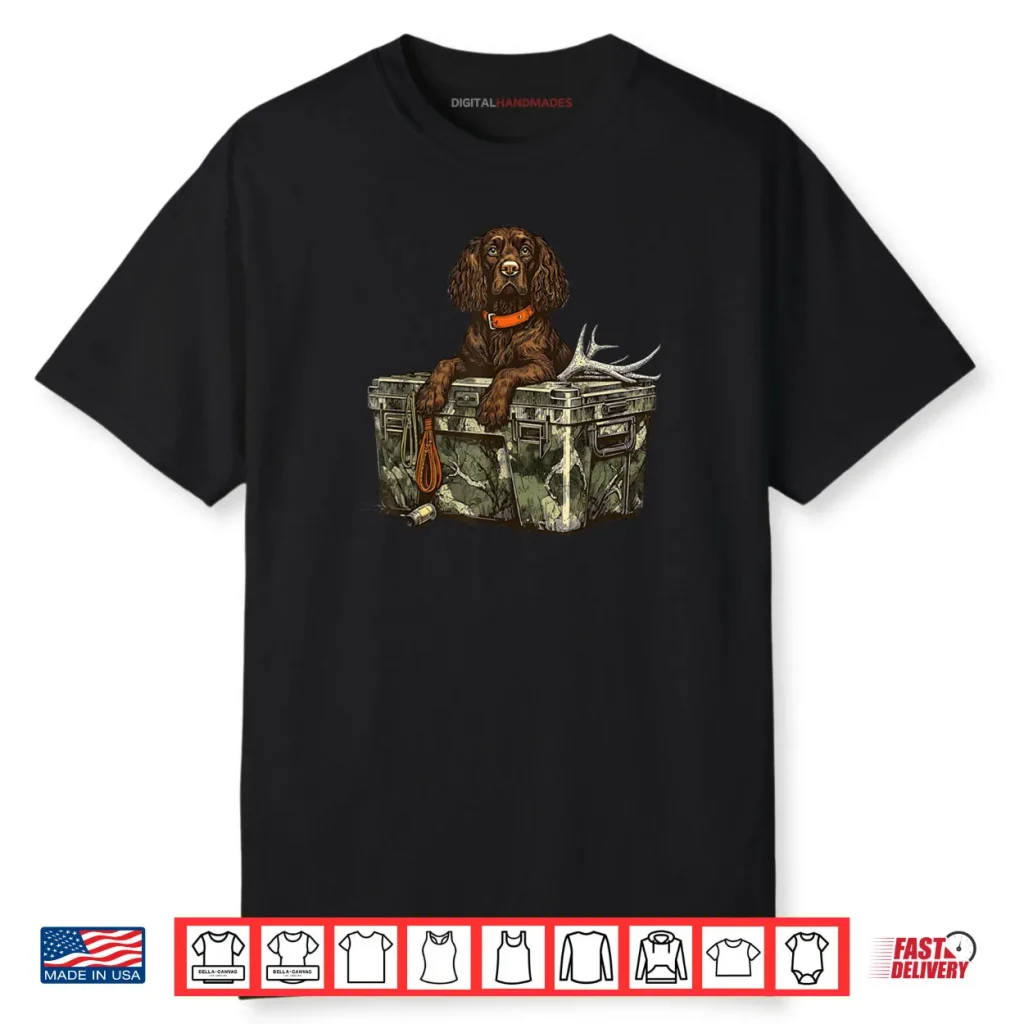 Field Spaniel Dog with Deer Antler Hello Hunting Season Shirt 1 Field Spaniel Dog with Deer Antler Hello Hunting Season Shirt