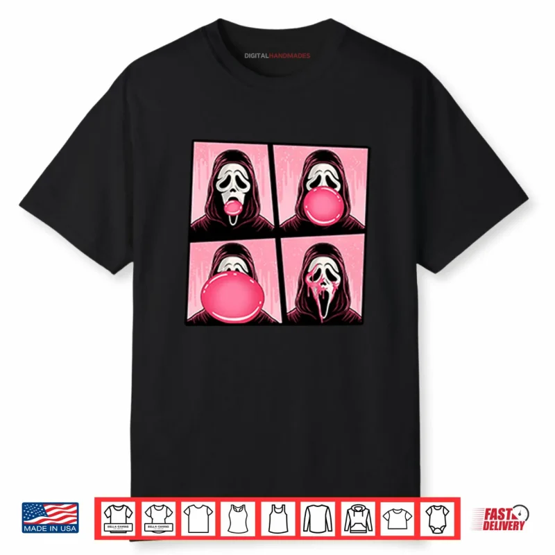 Ghostface Bubble Pink Gum Halloween Shirt