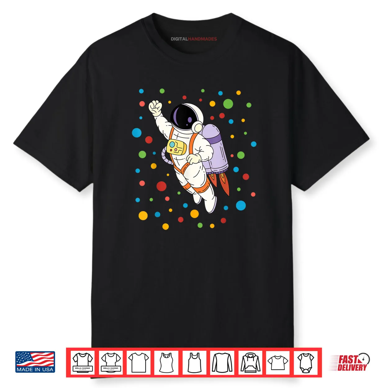 Happy Dot Day Astronaut Colorful Polka Dots Shirt