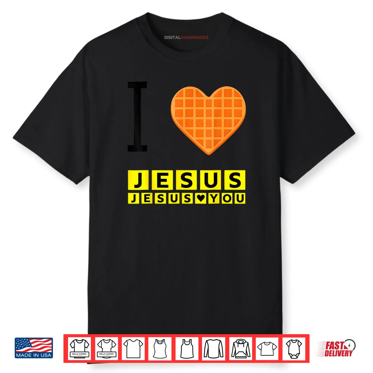 I Love Jesus Waffle Heart Funny Christian Breakfast Shirt