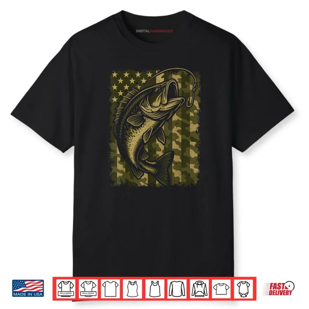 Patriotic Bass Fishing Camouflage American Flag Shirt 1 Patriotic Bass Fishing Camouflage American Flag Shirt