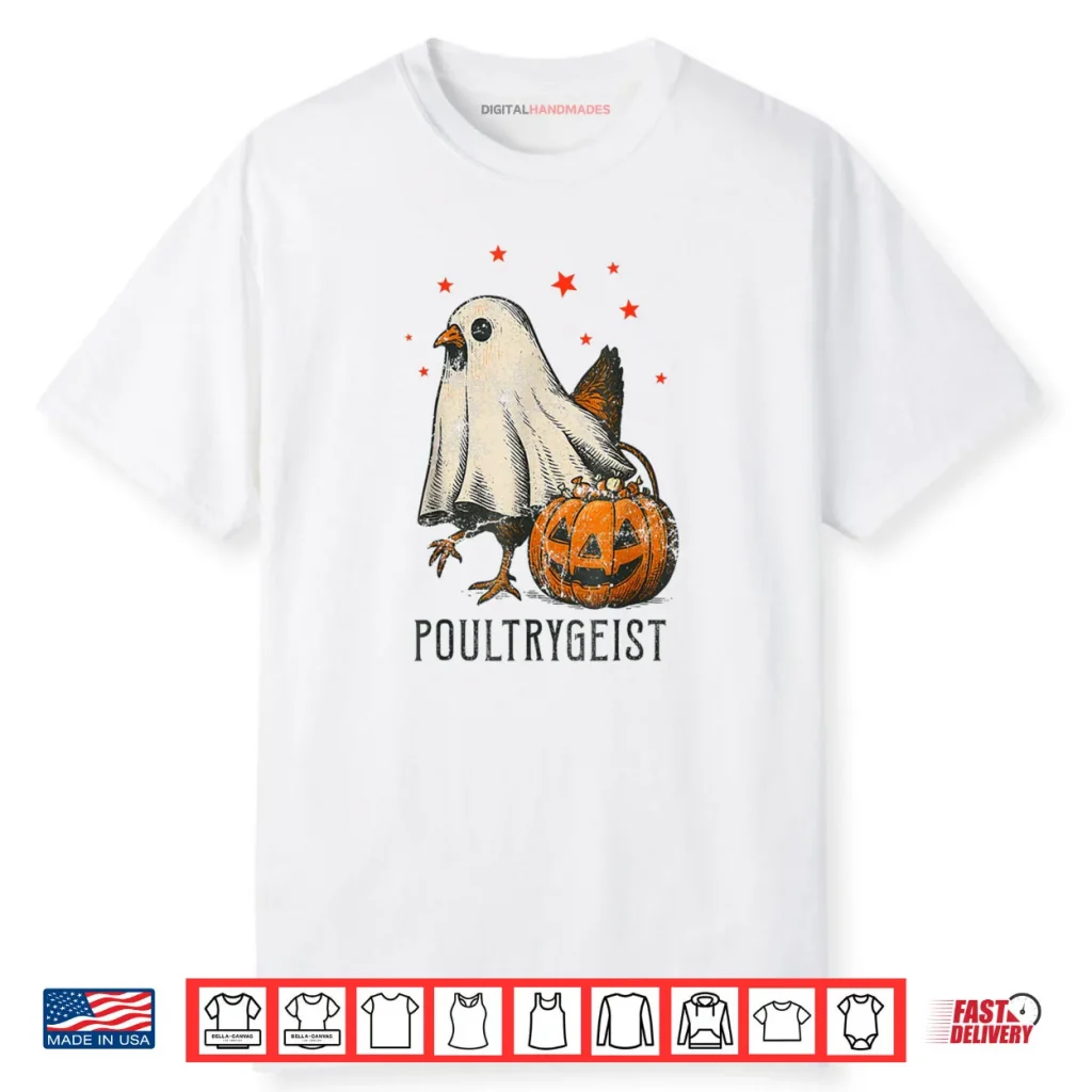 Poultrygeist Funny Halloween Chicken Ghost Costume Pumpkin Shirt