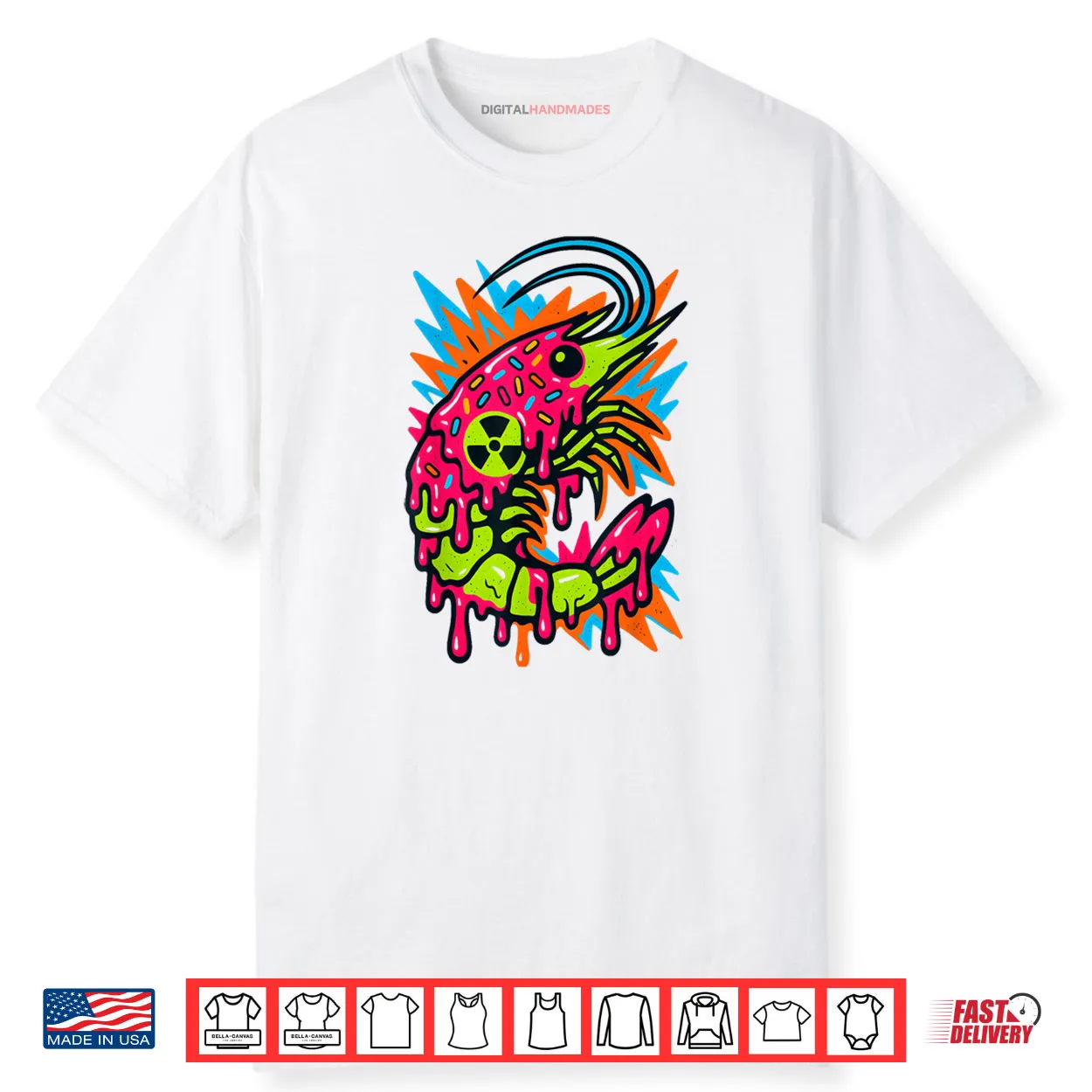 Radioactive Shrimp Tech Vaporwave Slime Shirt