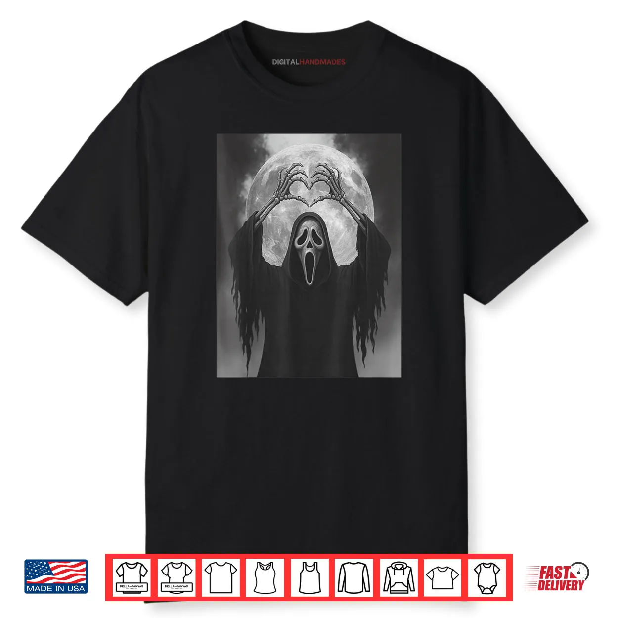 Scary Face Horror Poster Halloween Ghost Heart Hands Shirt