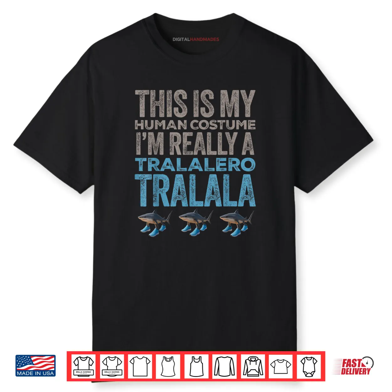 Tralalero Tralala Human Costume Funny Halloween Meme Shirt