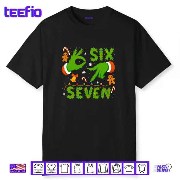 67 Green Hands Christmas Shirt Six Seven Meme Brainrot Xmas Shirt